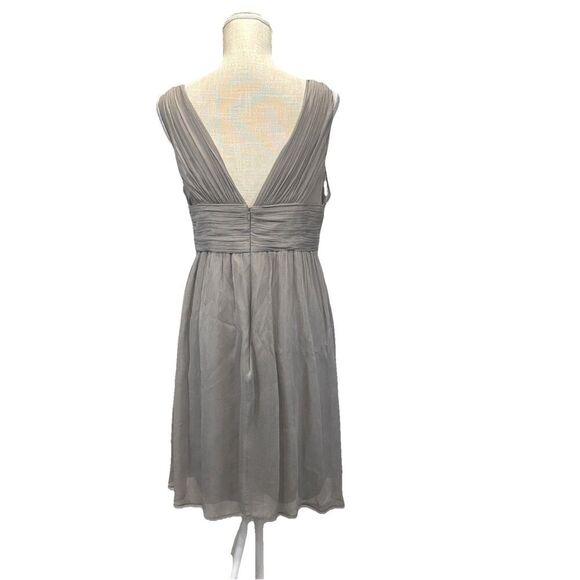 J. Crew  Heidi Dress Silk Chiffon Graphite Gray Pleated Size 8 Cocktail Lined - Picture 4 of 10